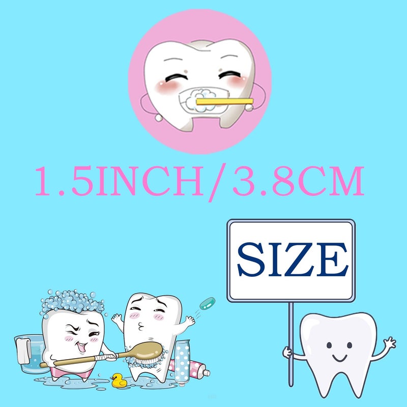 PIBIPAID 500 Tooth Roll Stickers,for Dental Protection Brush Your Teeth Birthday Gender Reveal Baby Shower Party Favors Supplies Decorations Favors Goodie Bag Stuffers Prize Labels - Image 3